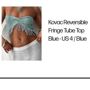 Princess Polly kovac reversible fringe tube top blue